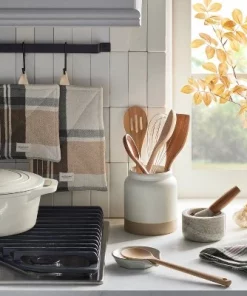 Hearth & Hand With Magnolia Stoneware Crock Utensil Holder Cream/Clay - Hearth & Hand™ with Magnolia