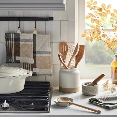 Hearth & Hand With Magnolia Stoneware Crock Utensil Holder Cream/Clay - Hearth & Hand™ with Magnolia 3 Hearth & Hand With Magnolia Stoneware Crock Utensil Holder Cream/Clay - Hearth & Hand™ with Magnolia