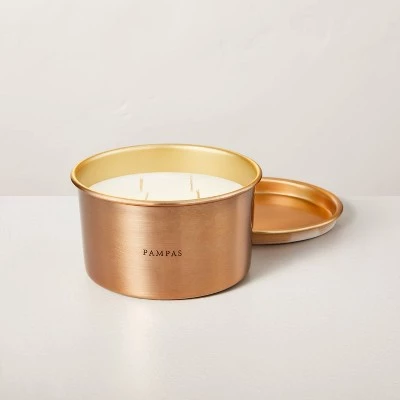 Hearth & Hand With Magnolia Lidded Metal Pampas 4-Wick Jar Candle Brass Finish 20oz - Hearth & Hand™ with Magnolia 4 Hearth & Hand With Magnolia Lidded Metal Pampas 4-Wick Jar Candle Brass Finish 20oz - Hearth & Hand™ with Magnolia - Image 2
