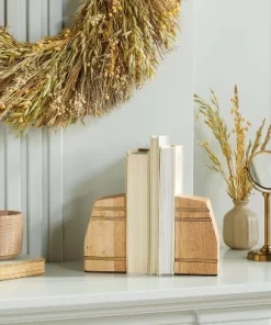 Hearth & Hand With Magnolia Wooden Wedge Bookends with Brass Inlay (Set of 2) - Hearth & Hand™ with Magnolia