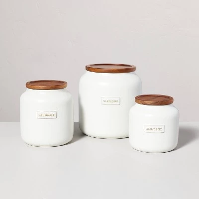 Hearth & Hand With Magnolia Dry Goods Stoneware Canister with Wood Lid Cream/Brown - Hearth & Hand™ with Magnolia 4 Hearth & Hand With Magnolia Dry Goods Stoneware Canister with Wood Lid Cream/Brown - Hearth & Hand™ with Magnolia - Image 2