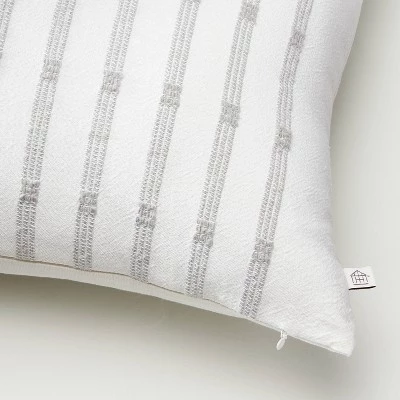 Hearth & Hand With Magnolia 14"x20" Textured Rail Stripe Lumbar Throw Pillow Cream/Light Gray - Hearth & Hand™ with Magnolia 5 Hearth & Hand With Magnolia 14"x20" Textured Rail Stripe Lumbar Throw Pillow Cream/Light Gray - Hearth & Hand™ with Magnolia - Image 3