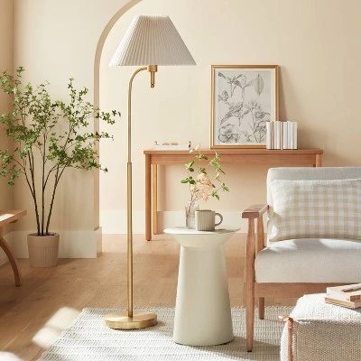 Hearth & Hand With Magnolia Pleated Shade Metal Floor Lamp Cream/Brass (Includes LED Light Bulb) - Hearth & Hand™ with Magnolia 3 Hearth & Hand With Magnolia Pleated Shade Metal Floor Lamp Cream/Brass (Includes LED Light Bulb) - Hearth & Hand™ with Magnolia