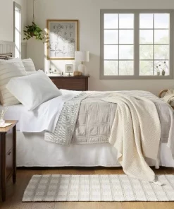 Hearth & Hand With Magnolia Grid Stitched Quilt Taupe/Green/Cream - Hearth & Handâ„¢ with Magnolia