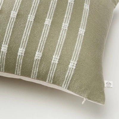 Hearth & Hand With Magnolia 12"x30" Textured Rail Stripe Lumbar Throw Pillow Sage Green/Cream - Hearth & Hand™ with Magnolia 5 Hearth & Hand With Magnolia 12"x30" Textured Rail Stripe Lumbar Throw Pillow Sage Green/Cream - Hearth & Hand™ with Magnolia - Image 3