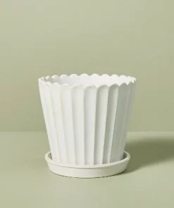 Hearth & Hand With Magnolia Scallop-Fluted Stoneware Indoor/Outdoor Planter Pot with Saucer Cream - Hearth & Hand™ with Magnolia 11 Hearth & Hand With Magnolia Scallop-Fluted Stoneware Indoor/Outdoor Planter Pot with Saucer Cream - Hearth & Hand™ with Magnolia -Hearth Shop GUEST 1ba7211a c17e 49ea 8ac2 4e144219c482