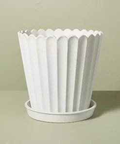 Hearth & Hand With Magnolia Scallop-Fluted Stoneware Indoor/Outdoor Planter Pot with Saucer Cream - Hearth & Hand™ with Magnolia 13 Hearth & Hand With Magnolia Scallop-Fluted Stoneware Indoor/Outdoor Planter Pot with Saucer Cream - Hearth & Hand™ with Magnolia -Hearth Shop GUEST 1c90fe2f 533a 44da a723 13a064a94418
