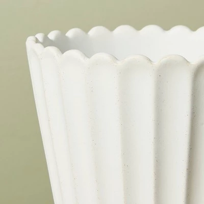 Hearth & Hand With Magnolia Scallop-Fluted Stoneware Indoor/Outdoor Planter Pot with Saucer Cream - Hearth & Hand™ with Magnolia 4 Hearth & Hand With Magnolia Scallop-Fluted Stoneware Indoor/Outdoor Planter Pot with Saucer Cream - Hearth & Hand™ with Magnolia - Image 2