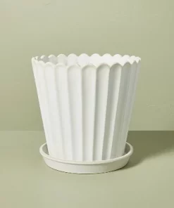 Hearth & Hand With Magnolia Scallop-Fluted Stoneware Indoor/Outdoor Planter Pot with Saucer Cream - Hearth & Hand™ with Magnolia 12 Hearth & Hand With Magnolia Scallop-Fluted Stoneware Indoor/Outdoor Planter Pot with Saucer Cream - Hearth & Hand™ with Magnolia -Hearth Shop GUEST 264c8768 768a 4e76 a518 ee1e5e981c1f
