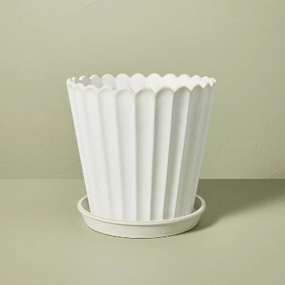 Hearth & Hand With Magnolia Scallop-Fluted Stoneware Indoor/Outdoor Planter Pot with Saucer Cream - Hearth & Hand™ with Magnolia 7 Hearth & Hand With Magnolia Scallop-Fluted Stoneware Indoor/Outdoor Planter Pot with Saucer Cream - Hearth & Hand™ with Magnolia - Image 5