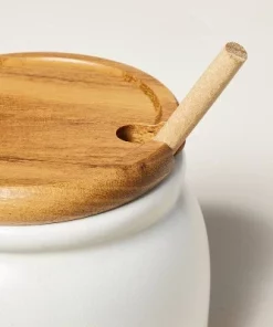 Hearth & Hand With Magnolia 16oz Stoneware Honey Pot with Wood Dipper and Lid Cream/Clay - Hearth & Hand™ with Magnolia -Hearth Shop GUEST 286ae20b 1b93 45d8 808a 41bb11416333