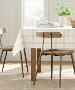 Hearth & Hand With Magnolia Tri-Stripe Plaid Rectangular Tablecloth Light Green/Natural - Hearth & Hand™ with Magnolia