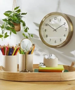 Hearth & Hand With Magnolia 14" Pleated Brass Round Analog Wall Clock Antique Finish - Hearth & Hand™ with Magnolia