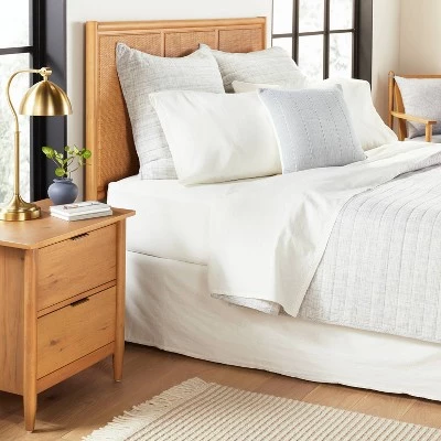 Hearth & Hand With Magnolia Linen Blend with Hem Stitch Sheet Set - Hearth & Hand™ with Magnolia Sour Cream 3 Hearth & Hand With Magnolia Linen Blend with Hem Stitch Sheet Set - Hearth & Hand™ with Magnolia Sour Cream