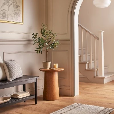 Hearth & Hand W/Magnolia Furniture Wooden Round Pedestal Accent Side Table - Hearth & Hand™ with Magnolia Natural 3 Hearth & Hand W/Magnolia Furniture Wooden Round Pedestal Accent Side Table - Hearth & Hand™ with Magnolia Natural