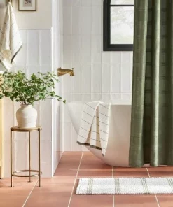 Hearth & Hand With Magnolia Ribbed Terry Bath Towels Cream/Green - Hearth & Hand™ with Magnolia