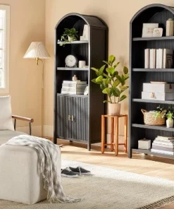 Hearth & Hand W/Magnolia Furniture Grooved Wood Arch Bookcase - Hearth & Hand™ with Magnolia Black