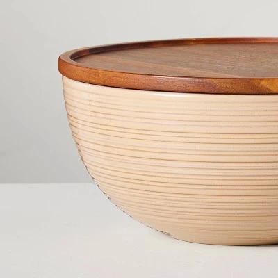Hearth & Hand With Magnolia Ribbed Stoneware Serving Bowls with Wood Lids Blush/Brown (Set of 2) - Hearth & Hand™ with Magnolia 5 Hearth & Hand With Magnolia Ribbed Stoneware Serving Bowls with Wood Lids Blush/Brown (Set of 2) - Hearth & Hand™ with Magnolia - Image 3