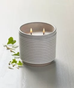 Hearth & Hand With Magnolia 2-Wick Ribbed Ceramic Ivy Jar Candle Light Gray 12oz - Hearth & Hand™ with Magnolia
