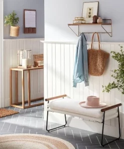 Hearth & Hand With Magnolia 24" Wood & Brass Wall Shelf with Hooks - Hearth & Hand™ with Magnolia