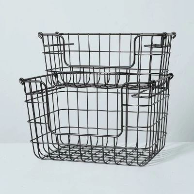 Hearth & Hand With Magnolia Stacking Wire Storage Basket Matte Black - Hearth & Hand™ with Magnolia 4 Hearth & Hand With Magnolia Stacking Wire Storage Basket Matte Black - Hearth & Hand™ with Magnolia - Image 2