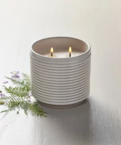 Hearth & Hand With Magnolia 2-Wick Ribbed Ceramic Bergamot Jar Candle Light Gray 12oz - Hearth & Hand™ with Magnolia