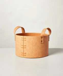 Hearth & Hand With Magnolia Faux Leather Storage Bin Camel Brown - Hearth & Hand™ with Magnolia -Hearth Shop GUEST 44d96e68 729c 45be 9c1d 095880db7830
