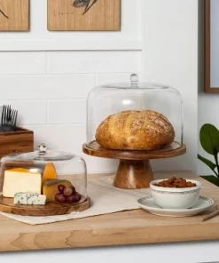 Hearth & Hand With Magnolia 9" Wood & Glass Covered Dessert Storage - Hearth & Hand™ with Magnolia Pickled Black