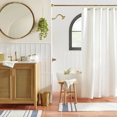 Hearth & Hand With Magnolia Textured Horizontal Stripe Matelassé Shower Curtain Cream - Hearth & Hand™ with Magnolia 3 Hearth & Hand With Magnolia Textured Horizontal Stripe Matelassé Shower Curtain Cream - Hearth & Hand™ with Magnolia