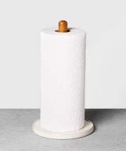 Hearth & Hand With Magnolia Stoneware & Wood Paper Towel Holder Cream/Brown - Hearth & Hand™ with Magnolia