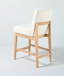 Hearth & Hand W/Magnolia Furniture Upholstered Natural Wood Slipper Counter Stool - Hearth & Hand™ with Magnolia Gray/cream -Hearth Shop GUEST 4dab8a7c 6c9c 42eb 8e4c 5f446356ca45