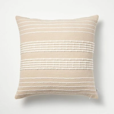 Hearth & Hand With Magnolia 18"x18" Textured Bead Stripe Square Throw Pillow - Hearth & Hand™ with Magnolia Tan/cream 7 Hearth & Hand With Magnolia 18"x18" Textured Bead Stripe Square Throw Pillow - Hearth & Hand™ with Magnolia Tan/cream - Image 5