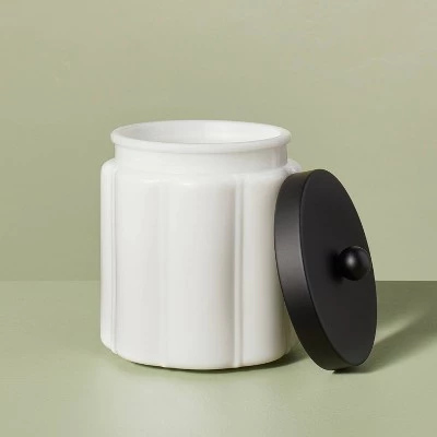 Hearth & Hand With Magnolia Milk Glass Bath Canister with Metal Lid - Hearth & Hand™ with Magnolia Black Finish 5 Hearth & Hand With Magnolia Milk Glass Bath Canister with Metal Lid - Hearth & Hand™ with Magnolia Black Finish - Image 3