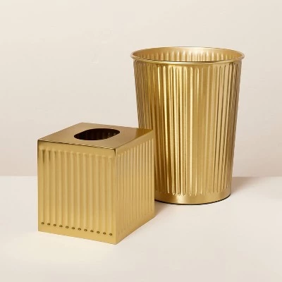 Hearth & Hand With Magnolia 2.4gal Fluted Brass Bathroom Wastebasket Antique Finish - Hearth & Hand™ with Magnolia 5 Hearth & Hand With Magnolia 2.4gal Fluted Brass Bathroom Wastebasket Antique Finish - Hearth & Hand™ with Magnolia - Image 3