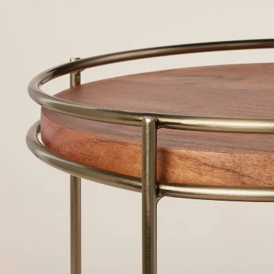 Hearth & Hand With Magnolia Tiered Wood & Metal Round Serving Stand Brass/Brown - Hearth & Hand™ with Magnolia 4 Hearth & Hand With Magnolia Tiered Wood & Metal Round Serving Stand Brass/Brown - Hearth & Hand™ with Magnolia - Image 2