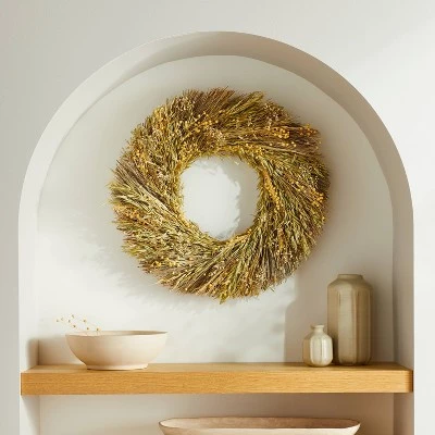 Hearth & Hand With Magnolia 21" Preserved Grass & Lino Wreath - Hearth & Hand™ with Magnolia 3 Hearth & Hand With Magnolia 21" Preserved Grass & Lino Wreath - Hearth & Hand™ with Magnolia