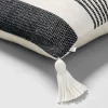 Hearth & Hand With Magnolia 18"x18" Center Stripes Tassel Throw Pillow Dark Gray/Cream - Hearth & Hand™ with Magnolia -Hearth Shop GUEST 631c1f63 9aac 4d1a aa71 2f9331705164