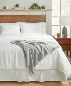 Hearth & Hand With Magnolia Textured Grid Lines Dobby Throw Blanket - Hearth & Hand™ with Magnolia Light Gray