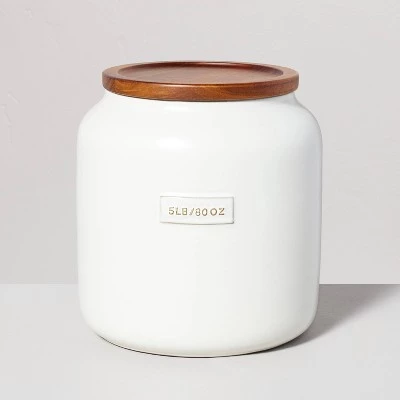 Hearth & Hand With Magnolia Dry Goods Stoneware Canister with Wood Lid Cream/Brown - Hearth & Hand™ with Magnolia 8 Hearth & Hand With Magnolia Dry Goods Stoneware Canister with Wood Lid Cream/Brown - Hearth & Hand™ with Magnolia - Image 6