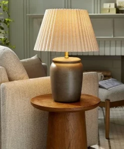 Hearth & Hand With Magnolia 22" Pleated Shade Ceramic Table Lamp Gray/Oatmeal - Hearth & Hand™ with Magnolia
