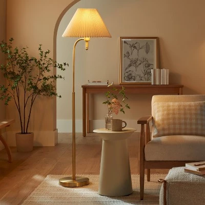 Hearth & Hand With Magnolia Pleated Shade Metal Floor Lamp Cream/Brass (Includes LED Light Bulb) - Hearth & Hand™ with Magnolia 4 Hearth & Hand With Magnolia Pleated Shade Metal Floor Lamp Cream/Brass (Includes LED Light Bulb) - Hearth & Hand™ with Magnolia - Image 2