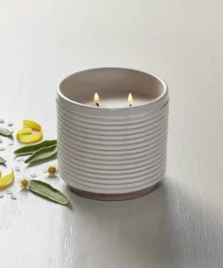 Hearth & Hand With Magnolia 2-Wick Ribbed Ceramic Canvas Jar Candle Light Gray 12oz - Hearth & Hand™ with Magnolia