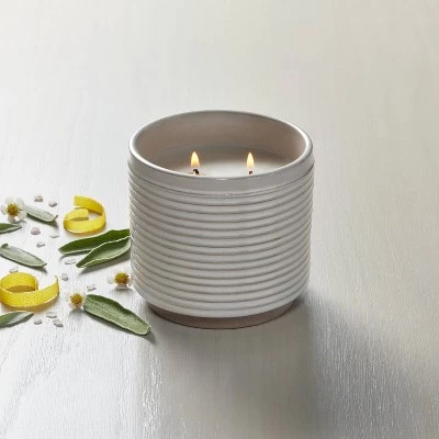 Hearth & Hand With Magnolia 2-Wick Ribbed Ceramic Canvas Jar Candle Light Gray 12oz - Hearth & Hand™ with Magnolia 3 Hearth & Hand With Magnolia 2-Wick Ribbed Ceramic Canvas Jar Candle Light Gray 12oz - Hearth & Hand™ with Magnolia
