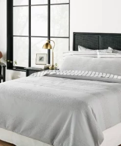 Hearth & Hand With Magnolia 16"x42" Slub Center Stripe Oversized Lumbar Bed Pillow - Hearth & Hand™ with Magnolia Jet Gray