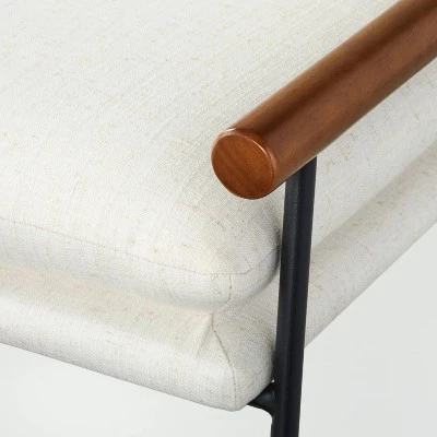 Hearth & Hand W/Magnolia Furniture Cushioned Metal & Wood Ottoman - Cream/Black - Hearth & Hand™ with Magnolia 5 Hearth & Hand W/Magnolia Furniture Cushioned Metal & Wood Ottoman - Cream/Black - Hearth & Hand™ with Magnolia - Image 3