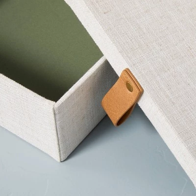 Hearth & Hand With Magnolia Fabric Storage Box with Faux Leather Accent Cream - Hearth & Hand™ with Magnolia 5 Hearth & Hand With Magnolia Fabric Storage Box with Faux Leather Accent Cream - Hearth & Hand™ with Magnolia - Image 3