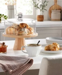 Hearth & Hand With Magnolia 11.5" Wooden Cake Stand with Glass Cloche - Hearth & Hand™ with Magnolia