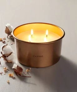 Hearth & Hand With Magnolia Lidded Metal Canvas 4-Wick Jar Candle Brass Finish 20oz - Hearth & Hand™ with Magnolia
