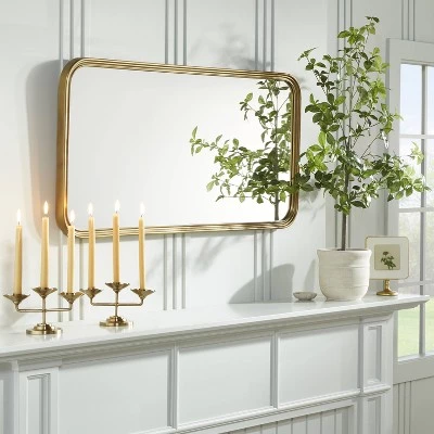 Hearth & Hand With Magnolia 4" Scalloped Brass 3ct Taper Candelabra Antique Finish - Hearth & Hand™ with Magnolia 3 Hearth & Hand With Magnolia 4" Scalloped Brass 3ct Taper Candelabra Antique Finish - Hearth & Hand™ with Magnolia