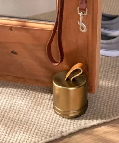 Hearth & Hand With Magnolia Accented Metal & Leather Doorstopper Brass Finish - Hearth & Hand™ with Magnolia